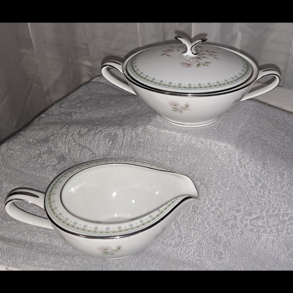 Vintage Noritake China Jardine #6208 Creamer & Sugar Bowl w/Lid